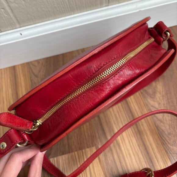 A.P.C. Demi-lune Leather Burgundy Bordeaux Red Crossbody Bag Purse - Picture 5 of 14